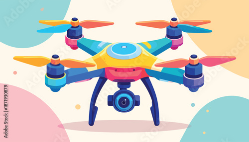 Colorful Drone with Camera for Aerial Photography and Videography.