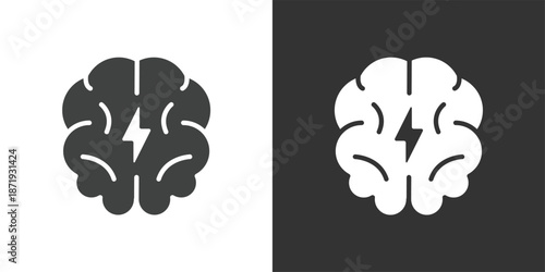 Brain Intelligence icon. Solid glyph series icon