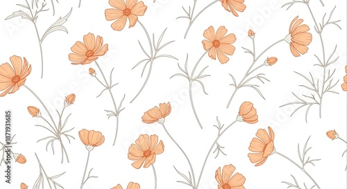 Delicate Orange Blossoms Pattern A Gentle Botanical Repeat Design for Textiles and Decor