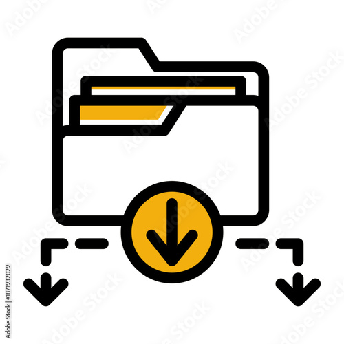 Retrieve Receive Uncompress Save Icon from Network and Database Icon Collection (Outline Color Lineal style)
