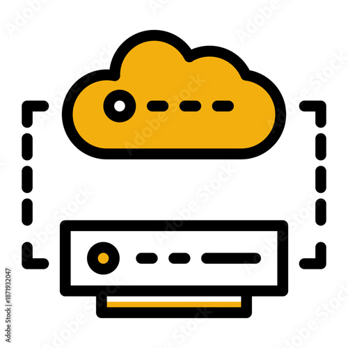 Online Hosting Network Data Icon from Network and Database Icon Collection (Outline Color Lineal style)