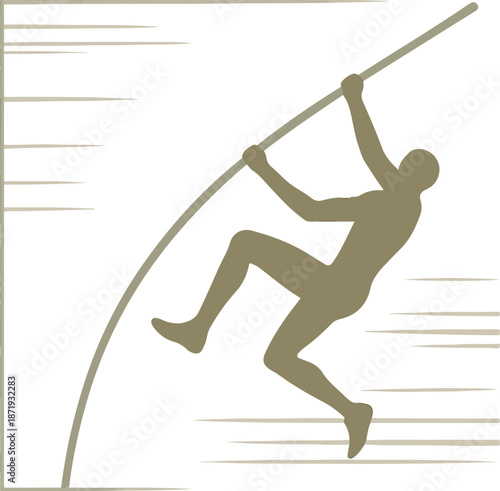 Bilde på lerret Silhouette of Pole Vaulter with Curved Pole athlete
