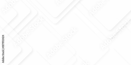 Modern Abstract white background design with layers of textured white transparent material in triangle and squares shapes. White color technology concept geometric line vector background.