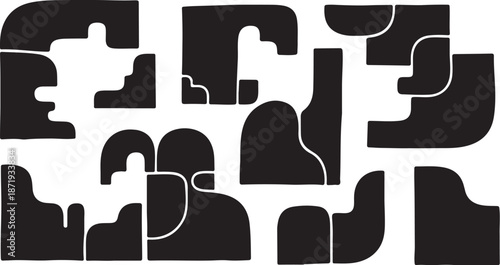 Abstract black and white geometric shapes background design