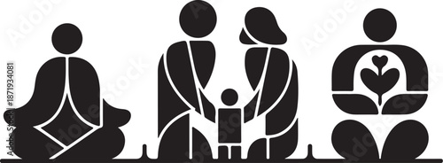 Family Love and Togetherness Silhouette Vector Illustration