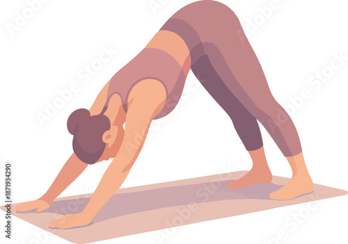 Woman in downward-facing dog yoga pose female exercise