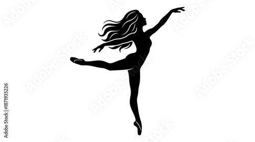 Dynamic Dance Movement, Female Dancer, Studio Performance, Vector Illustration, Artistic Environment, Side View, Expression of Grace