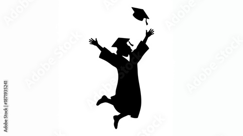 Graduation Celebration, Student, Campus, Illustration, Joyful, Silhouette, Achievement