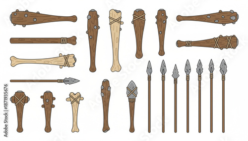 Collection of Ancient Bones and Primitive Weapons.