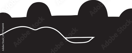 Minimalist landscape with simple white line design