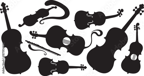 Silhouettes of Violins and Musical Instruments Collection