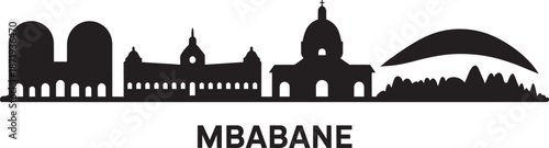 Eswatini mbabane skyline vector silhouette illustration black cityscape architecture capital profile view