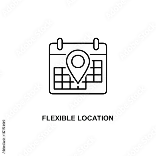 Calendar icon with map pin indicating flexible location and scheduling options