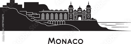 Bilde på lerret Monaco monte carlo skyline vector illustration cityscape with landmarks and buil