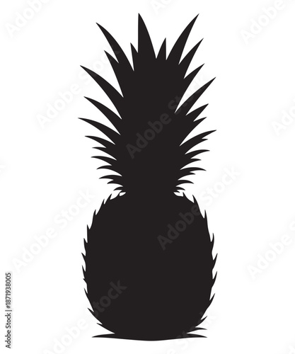 Silhouette of a ripe pineapple, a tropical fruit known for its sweet and tangy flavor.