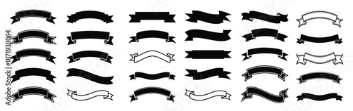 Collection of black and white ribbons
