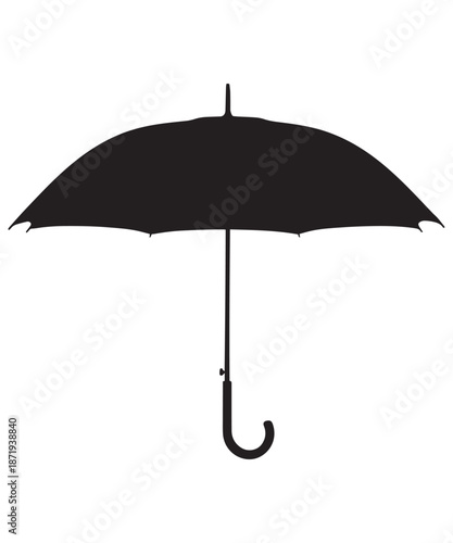 Silhouette of an open umbrella, providing protection from rain or sun.