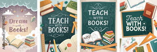 Creative book fair poster design ideas for educators teach with books theme