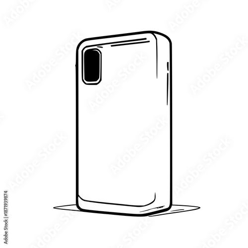 Minimalist UV-C Phone Sanitizer Box Line Art Illustration for Health-Conscious Tech & Cleanliness Product Design on White Background