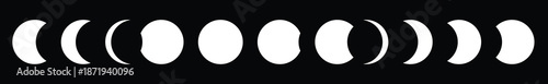 full sun eclipse concept set of moon phases or stages 