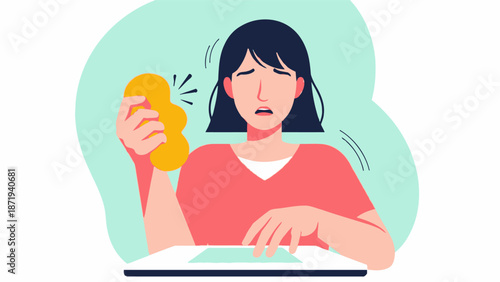 Woman Shaking Bottle of Orange Juice.