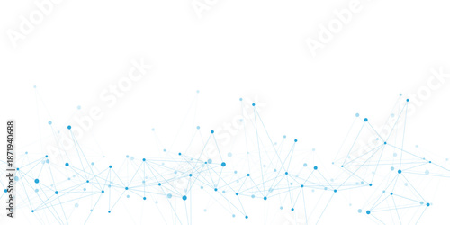 Abstract blue digital technology background with connecting dots and lines. Futuristic network connection, big data visualization and science template design. Vector