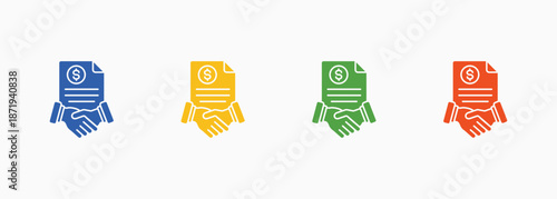 Trade Agreement Icon Set Color Multiple Style Collection Element For Design