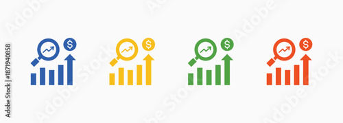 Sales Forecast Icon Set Color Multiple Style Collection Element For Design