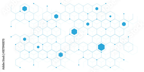 Genetic engineering DNA and molecular structure with hexagons pattern. Healthcare and medicine concept. Suitable for scientific research and innovation background. Vector