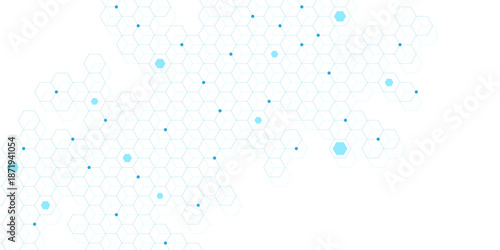 Abstract biology and pharmaceutical concept with hexagons pattern. Medical and healthcare. Suitable for molecular structure science and research background. Vector