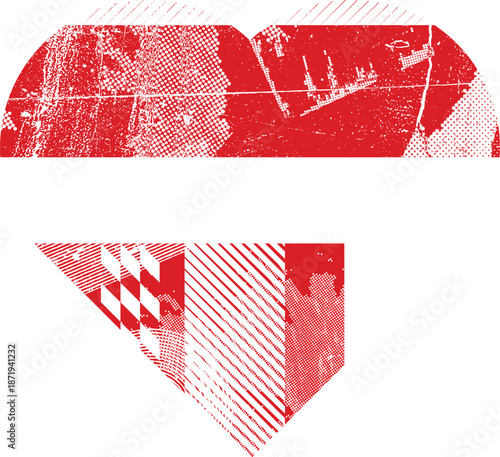 Cyber punk heart shape . Minimal art design . Noise destroyed heart logo . Trendy defect error shapes . Glitched frame .Broken effect . Grunge texture . Distress effect .vector