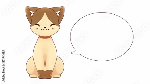 口パクするネコと吹き出しのアルファつきループアニメーション