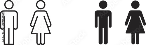 Simple black and white icons of male and female figures symbol