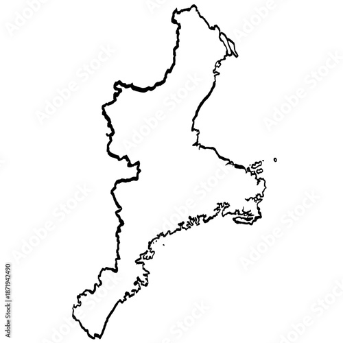 三重県地図 筆タッチ 和風 近畿 / A brushstroke map of Mie Prefecture