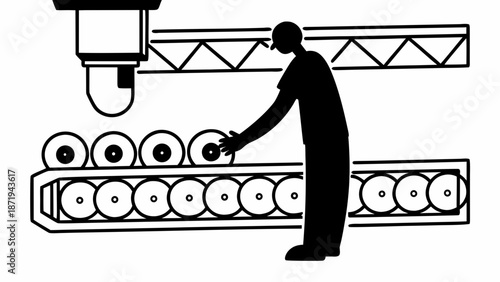 A worker managing textile production in an industrial setting