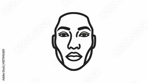 Photos Black line drawing of a face.