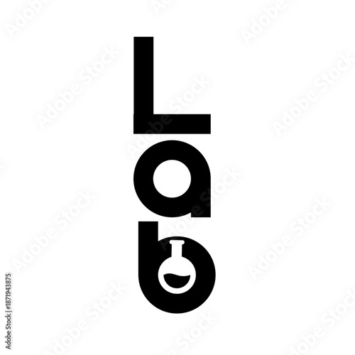 Creative Lab Wordmark Logo with Integrated Scientific Flask Design