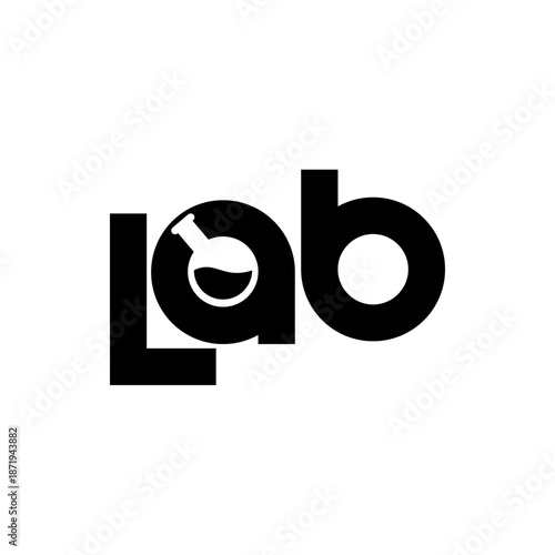 Lab Wordmark Logo with Integrated Laboratory Flask Icon