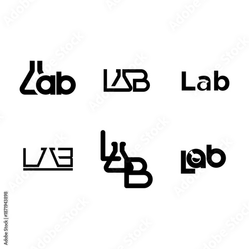 Creative Lab Logo Designs Collection with Integrated Scientific Flask and Beaker Elements