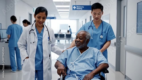 Wallpaper Mural Compassionate Healthcare Professionals Assisting Senior Patient in Hospital Setting Torontodigital.ca