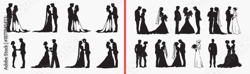 wedding couple illustration, romance silhouette drawing, bride groom artwork, love couple design, hand drawn wedding clipart, romantic silhouette illustration, stock wedding artwork

