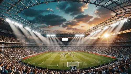 Wallpaper Mural Spectacular Evening Soccer Match under Dramatic Sky in Modern Stadium with Excited Crowd and Bright Stadium Lights Torontodigital.ca