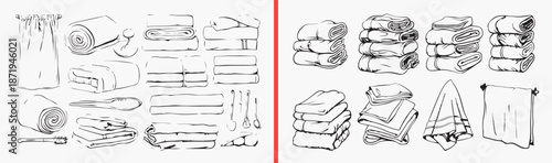 towel fabric illustration, bathroom textile drawing, folded towel artwork, soft fabric design, hand drawn bathroom clipart, cotton towel illustration, stock textile artwork

