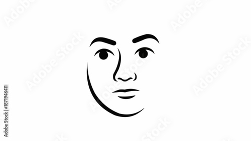 Foto Stylized face with facial features drawn.