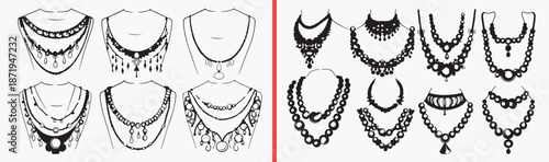 jewelry necklace illustration, fashion accessory drawing, elegant pendant artwork, luxury jewelry design, hand drawn necklace clipart, feminine accessory illustration, stock jewelry artwork

