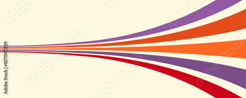 Abstract colorful 70s background vector. Vintage retro wallpaper with rainbow stripes and wavy lines. A 1970 color illustration suitable for posters, banners, decorative items and wall art.