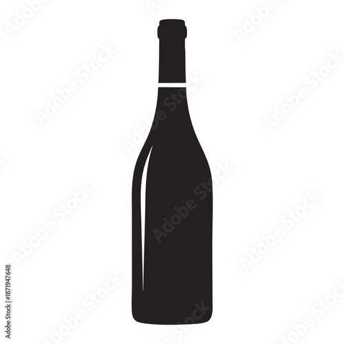 Elegant black wine bottle silhouette on a white background showcasing premium quality for promotional materials in the food and beverage industry.