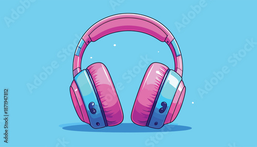 Pink and Blue Wireless Headphones for Music Listening and Entertainment.