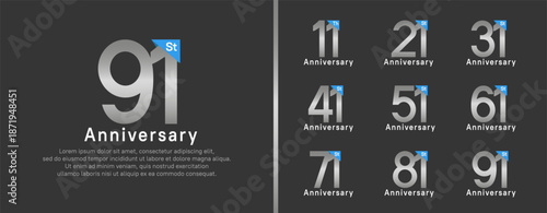 set of anniversary logo style. vector design silver color for celebration