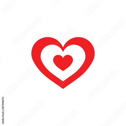 Red Heart Icon for Valentine's Day Love